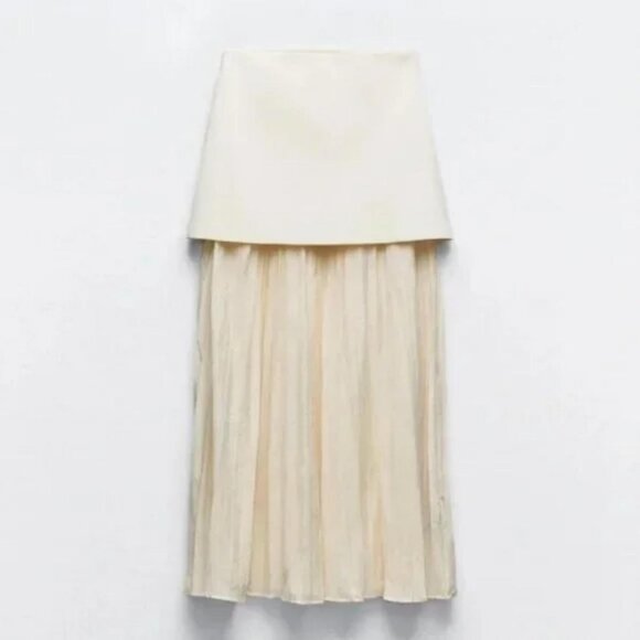 ZARA MIXED PLEATED KNIT SKIRT - Picture 9 of 10